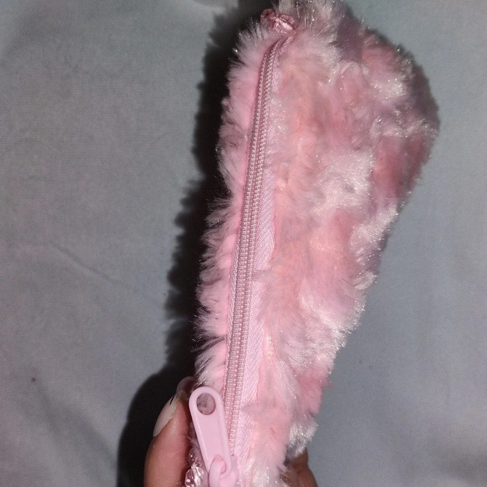 Princess Girl's Pink Faux Fur Beaded‎ Handle Purse Handbag Adorable Cute